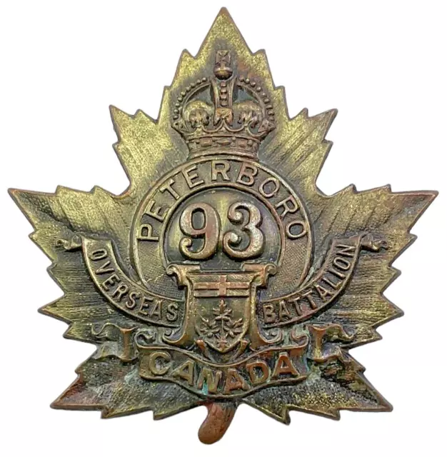 WW1 Canadian CEF 93rd Peterborough Battalion Cap Badge