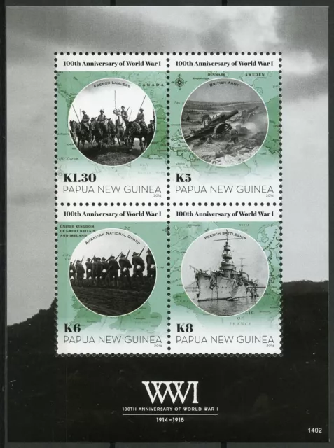 Papua New Guinea PNG 2014 MNH WWI WW1 World War I 4v M/S Battleships Stamps