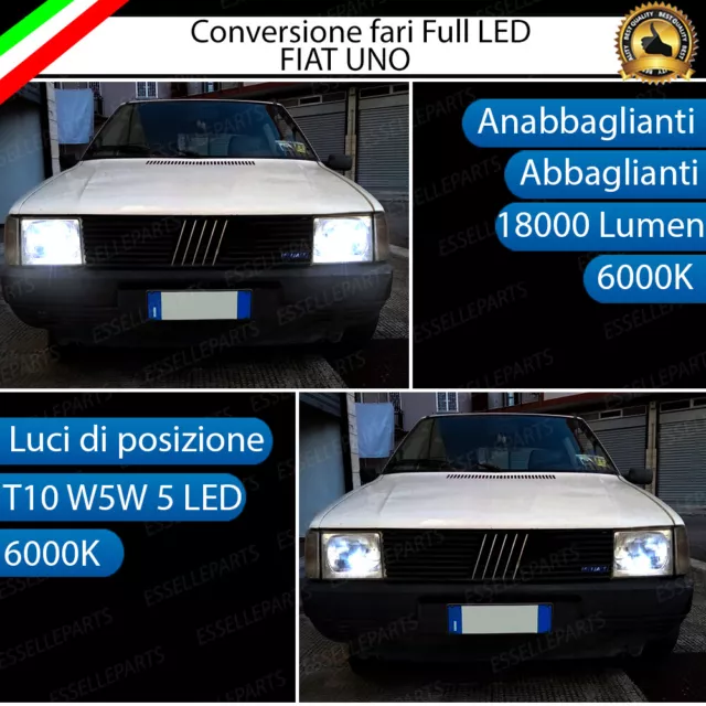 Kit Fari A Led Fiat Uno Anabbaglianti Abbaglianti H4 Luci Posizione T10 6000K