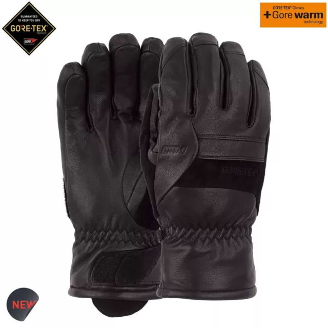 POW Stealth Gore-Tex Ski Snowboard Gloves Black Leather Mens S M L XL XXL