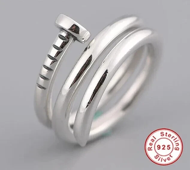 Silver Nail Wrap Ring Solid 925 Sterling Silver Statement Ring Gift For Woman's