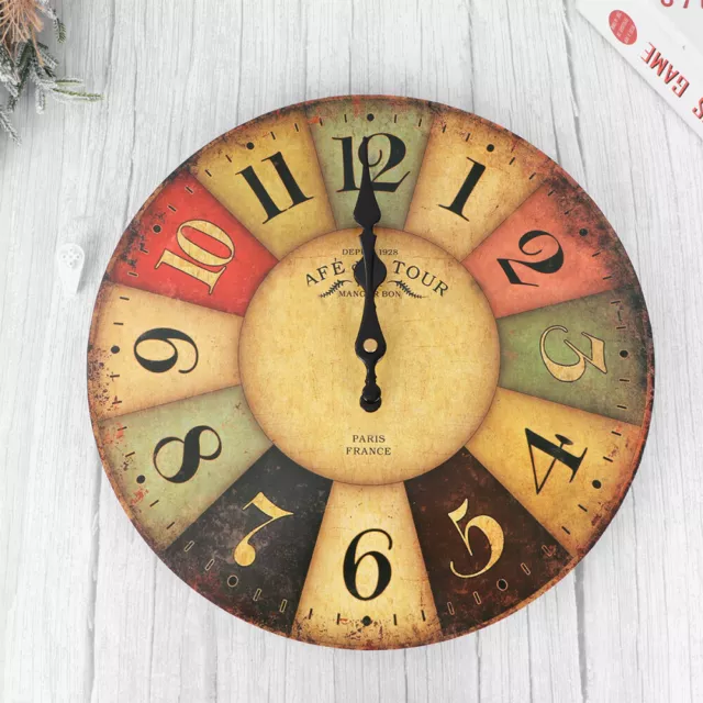 Horloge murale décorative ronde en bois de style toscan rustique vintage