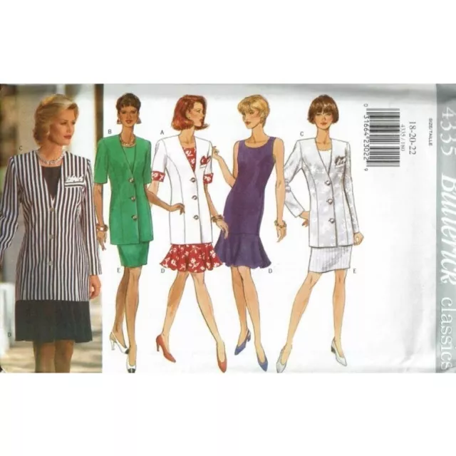 Butterick Sewing Pattern 4335 Jacket Dress Misses Size 18-22