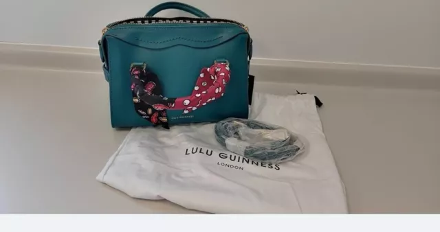 Lulu Guinness Genuine Emerald Small Lip Dylan Handbag With Detachable Scarf BNWT