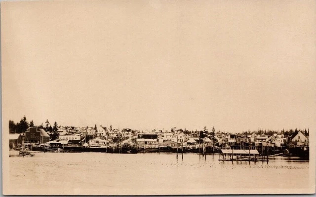 c1920s PETERSBURG, Alaska RPPC Real Photo Postcard Waterfront View / Unused