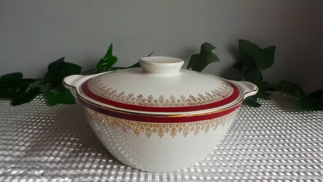 Myott Royalty Gilt Rimmed 9.25" Wide Lidded Vegetable Tureen