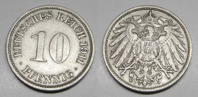 Kaiserreich : 10 Pfennig 1911 F