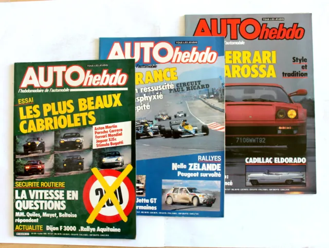 218- Magazine Automobile 3 Revue Auto Hebdo 1985 N478-79-81 Aston Martin Porsche