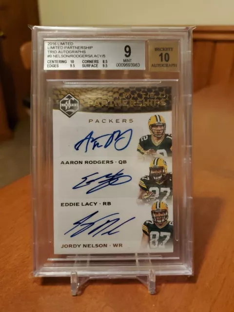 2016 Leaf Limited Aaron Rodgers Eddie Lacy Jordy Nelson Triple Auto 5/5 Packers!