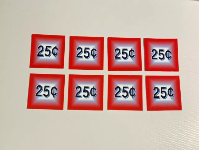 8 Bulk Vending Label Candy Machine PRICE Sticker 25 cent