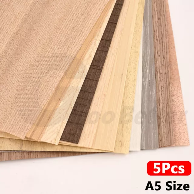 5pcs Veneer Sheets A5 Size Natural Wood Grain Veneer For Art Craft Modelling DIY