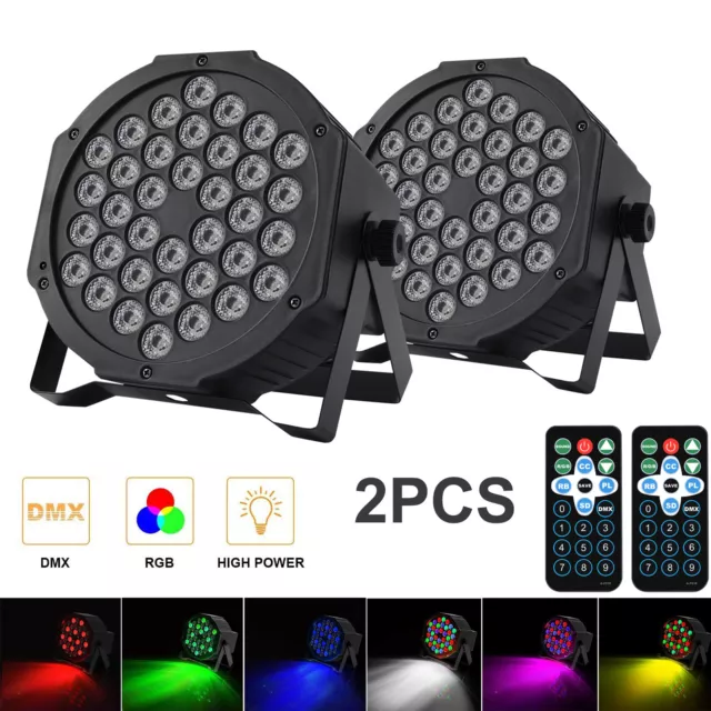 2Pack RGBW Stage Beam Lighting 36 LED DMX PAR Lights DJ Disco Party Show Lamp