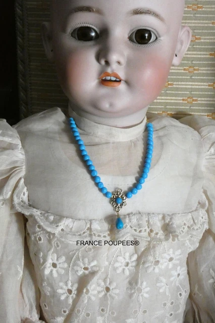 Poupée Ancienne Parisienne – XIXème – Tête Biscuit Façon Pauline – Collier D'origine