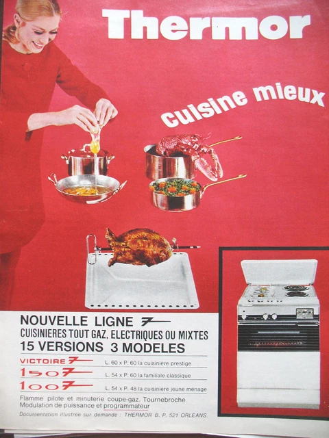 Publicite De Presse Thermor Cuisiniere Gaz Ou Electrique Ou Mixte French Ad 1968