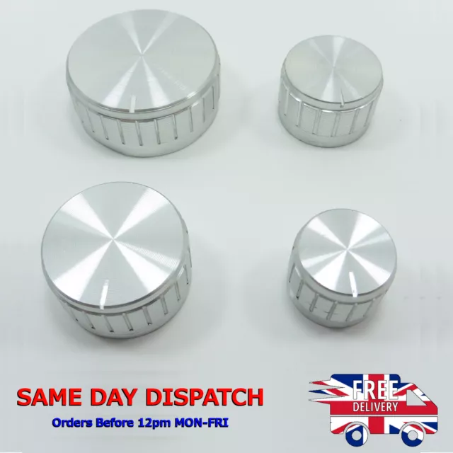 Silver Aluminum Potentiometer Knurled Knob Caps Volume Control For 6mm Hole