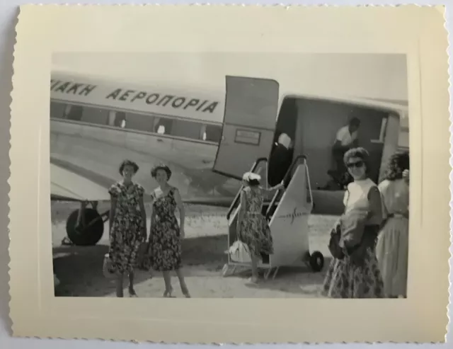 Antique Photo - Vintage Snapshot - Greece Women's Fashion Travel Plane - Plane 1