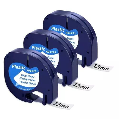 Unistar Ruban compatible pour Dymo LetraTag Ruban Plastique 12mm x 4m, Recharge