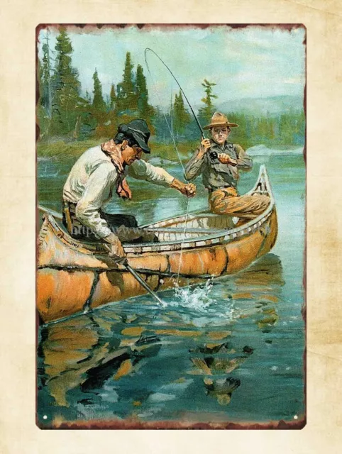 bedroom decorating ideas outdoor fishing boating metal tin sign