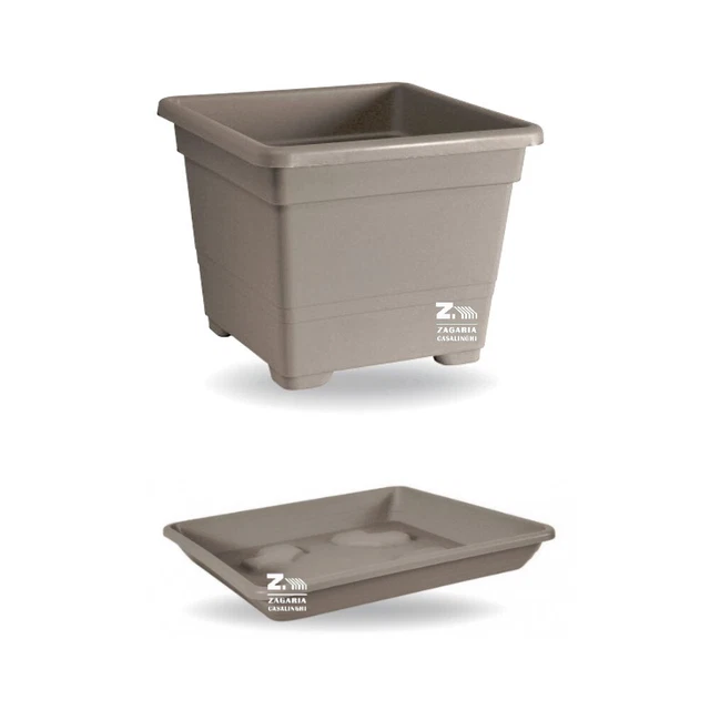 Vaso Fioriera Quadrato VECA Bianco 45x45x36 Cm Con Sottovaso Incluso – Made In Italy