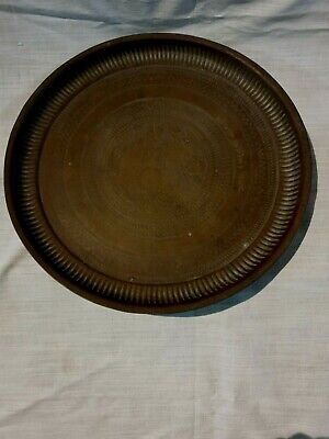 Antique hand made floral brass wall hanging decorative plate