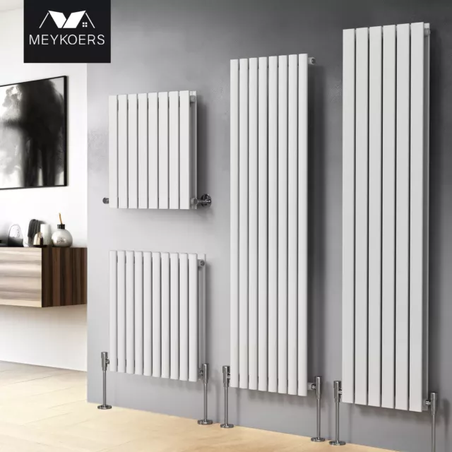 Meykoers White Designer Radiator Vertical Horizontal Flat Panel Oval Column Rads