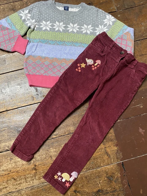 Girls Bundle Age 4-5 Years Gap Fair Isle Christmas Jumper TU Corduroy Jeans