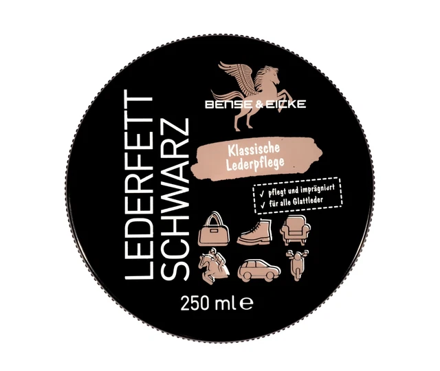 Grasa de cuero Bense & Eicke negra 250 ml para el cuidado y conservación del cuero oscuro