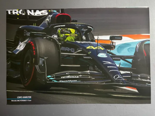 2024 Lewis Hamilton Mercedes AMG Petronas F1 Rennwagen Aufdruck Bild - Selten