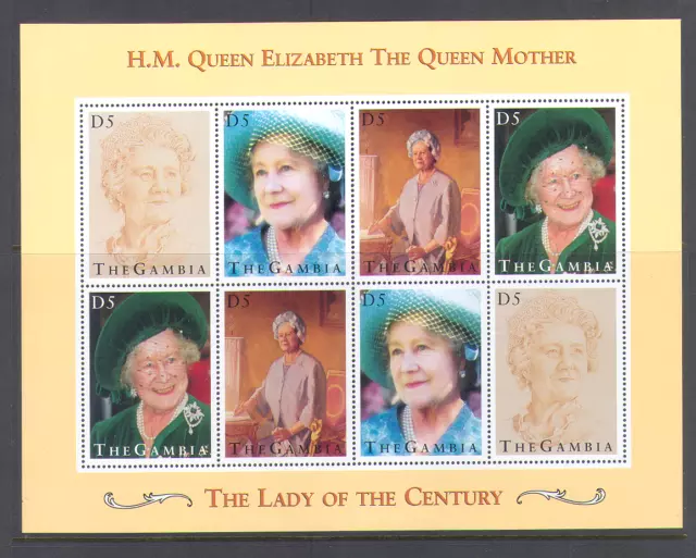 GAMBIA - 1995 '95th B'DAY QUEEN MOTHER' MNH SHTLT (CONTAINS 2xSETS)