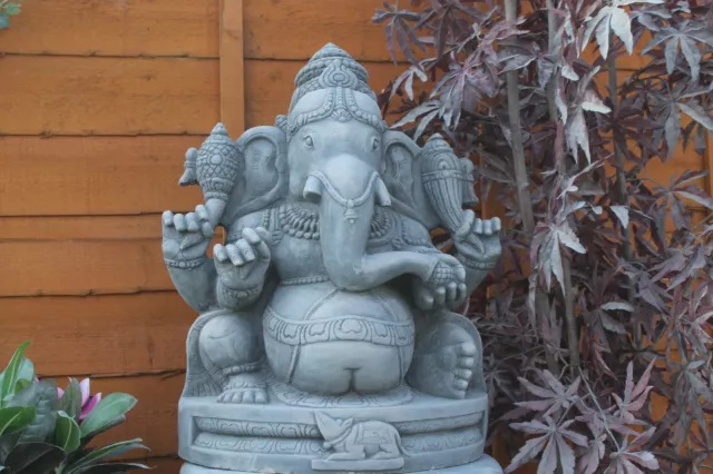 Large Ganesh Statue Stone Garden Patio Feature Buddha