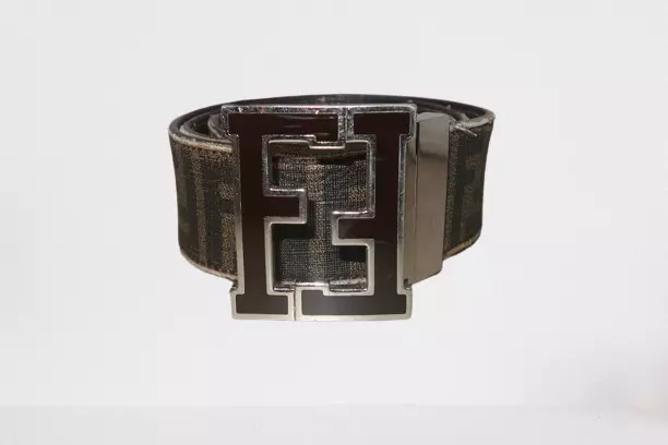 FENDI FF Logo Zucca Leather Men's Belt Black L98cm Japan [Used]