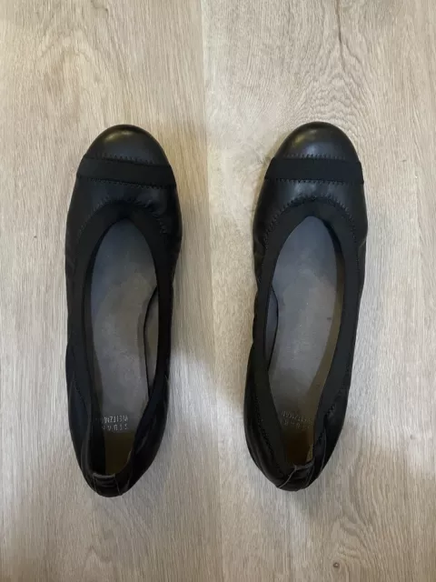 STUART WEITZMAN Leather Ballet Flat In Black (Size 11M)