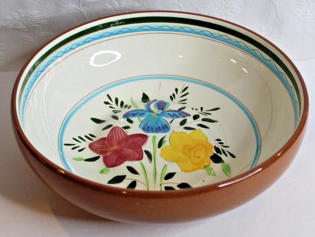 Stangl Country Garden 12 1/4" Large Salad Bowl Centerpiece Bowl Redware Pottery