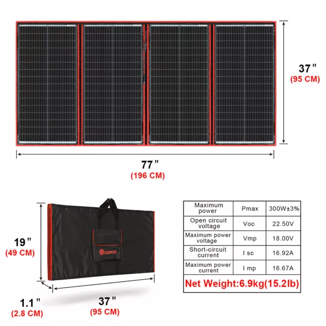 300w Faltbar Tragbar Solarpanel für Powerstation/Wohnmobil/Autobatterie/Handy 2