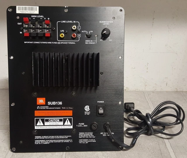 JBL SUBWOOFER AMPLIFIER Plate 54.95 PicClick