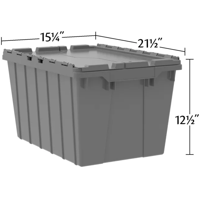 Akro-Mils 39120 Industrial Plastic Storage Tote with Hinged Attached Lid