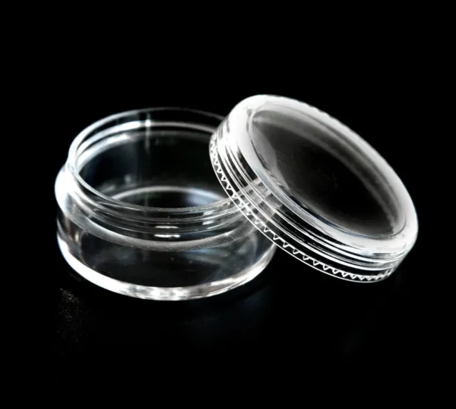 50 x 5ml **BEST QUALITY** CLEAR PLASTIC SAMPLE JARS/POTS Glitter/Cream jdc-50