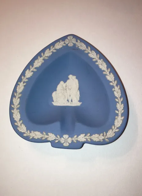 Wedgwood Jasperware Blue Small Heart Shaped Pin Dish Trinket Tray Decor England