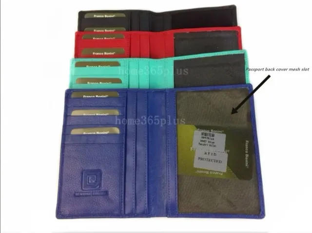 Franco Bonini New Soft Genuine Leather RFID Blocking Passport Holder Wallet 3