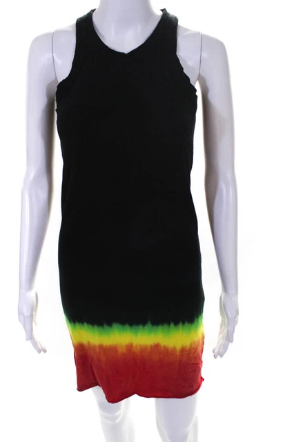 Wesley Womens Dip Dye Mini Tank Dress Red Black Green Orange Size Small