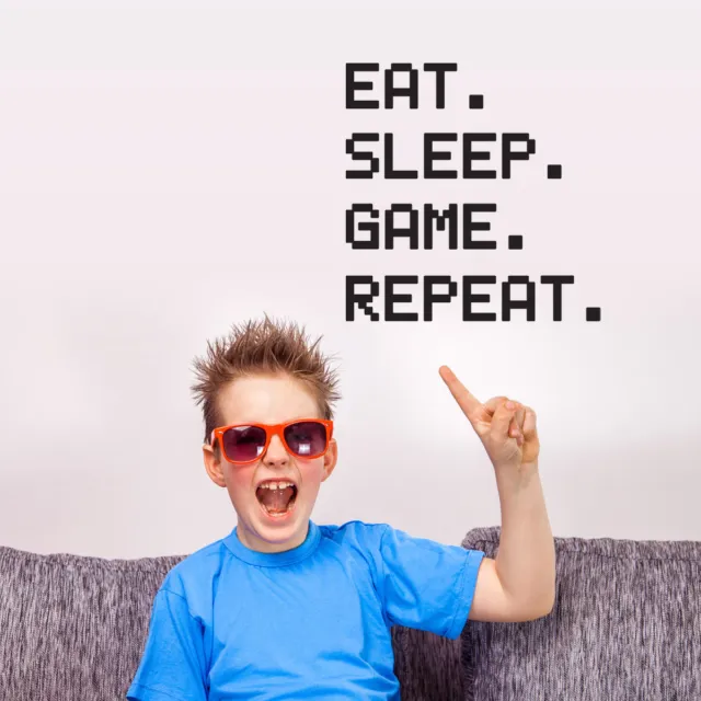 Eat Sleep Game Repeat Wall Sticker - Gamer Wall Decal