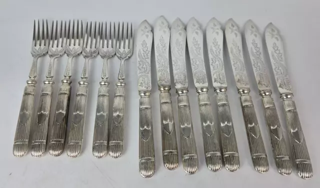 Elkington & Co Silver Plated Floral Fish Knives and Forks