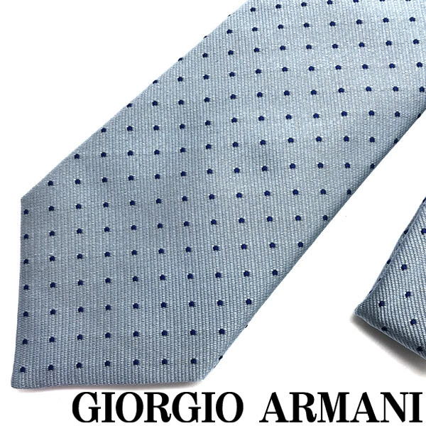 Giorgio Armani Tie Brand Silk Dot Light Blue Width Of The Tip 8cm a609