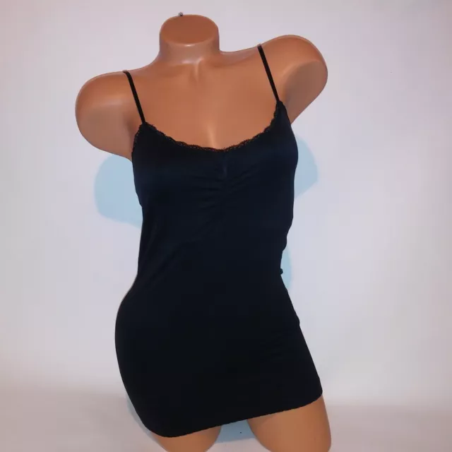 Victoria Secret Camisole Tank Top Womens Large Black Stretch Shelf Bra Cami Soli