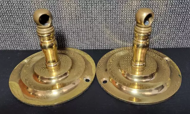 Lot of (2) Vintage BRASS CURTAIN ROD HOLDERS Towel Rack for 3/8" Rod