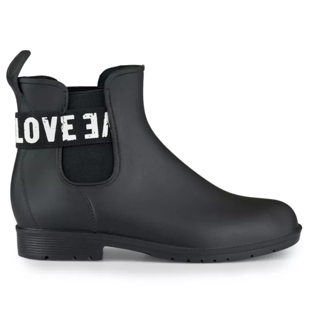 Love White women's matte black rain boots