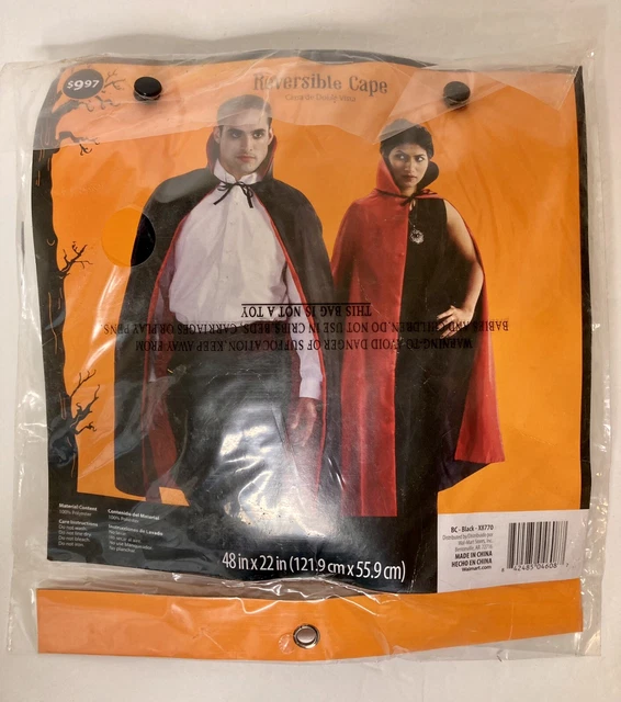 Adult Men's Women's Reversible Cape Halloween Vampire Costume Props Black RED