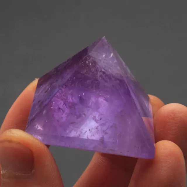 Natural Purple Amethyst Quartz Crystal Pyramid Chakra Healing Energy Stone Tower