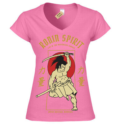 Antico Eroe T-shirt Samurai Ronin spirito giapponese da donna con scollo a V