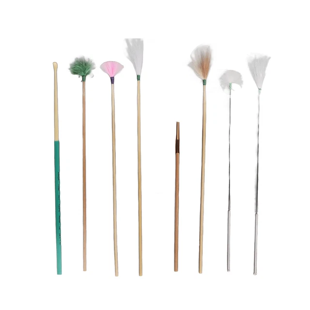 Kit de plumas limpias de orejas de 7 piezas con tapete de bambú masaje relajante profundamente limpio TDM